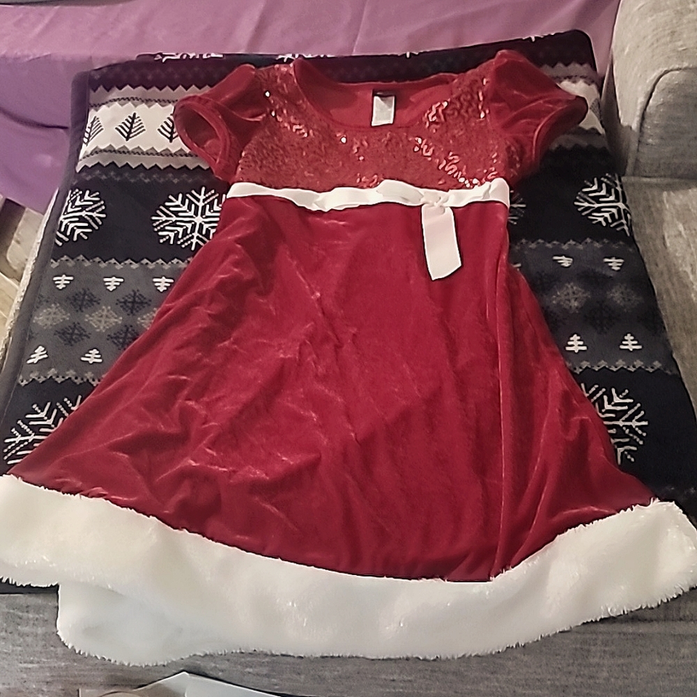 Beautiful Dark Red Velvet & Sequins Christmas Dress XL(14-16)